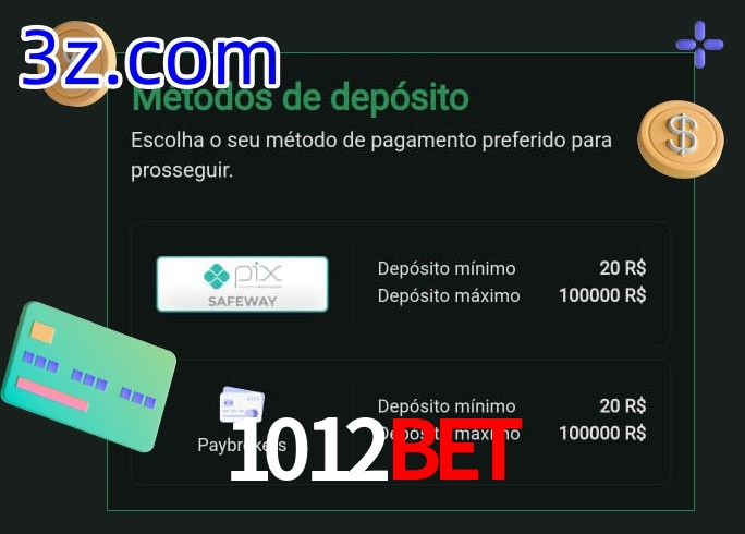 O cassino 1012Bet oferece uma grande variedade de métodos de pagamento
